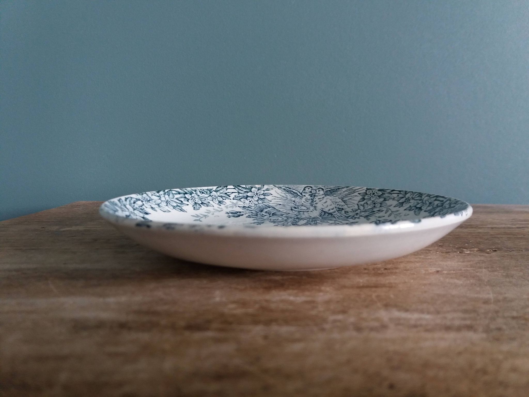 Saint Amand plate by Lebacqz & Bouchart, Colombier decoration, early 20th century