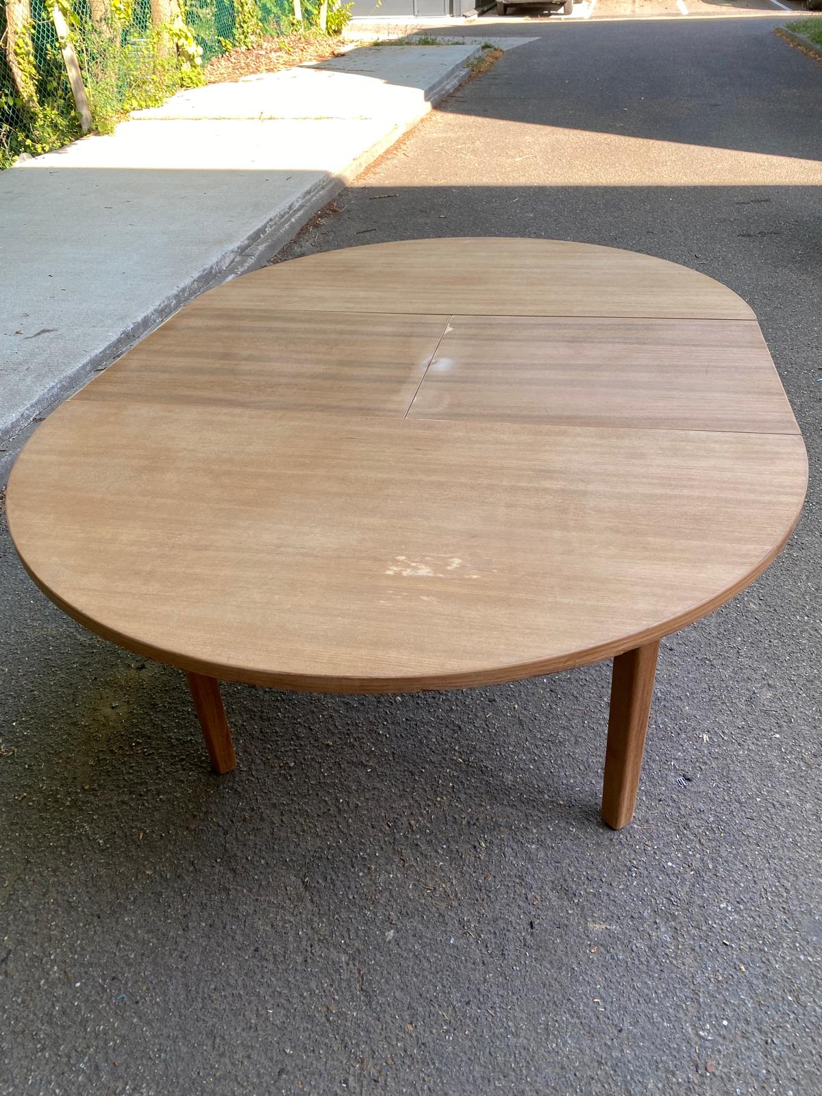Scandinavian round extendable dining table renovated light oak 172cm