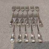 11 silver-plated cake forks, goldsmith SFAM Louis XIV style