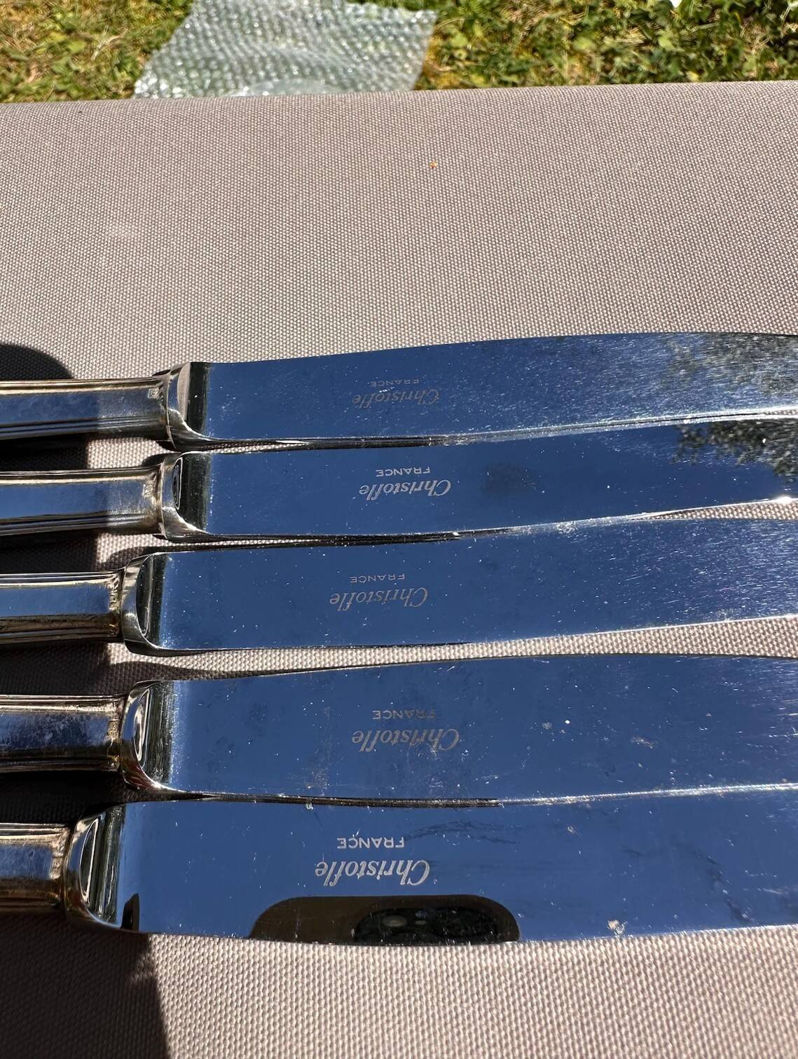 Set of 5 Large Table Knives Christofl - America Model by Luc Lan