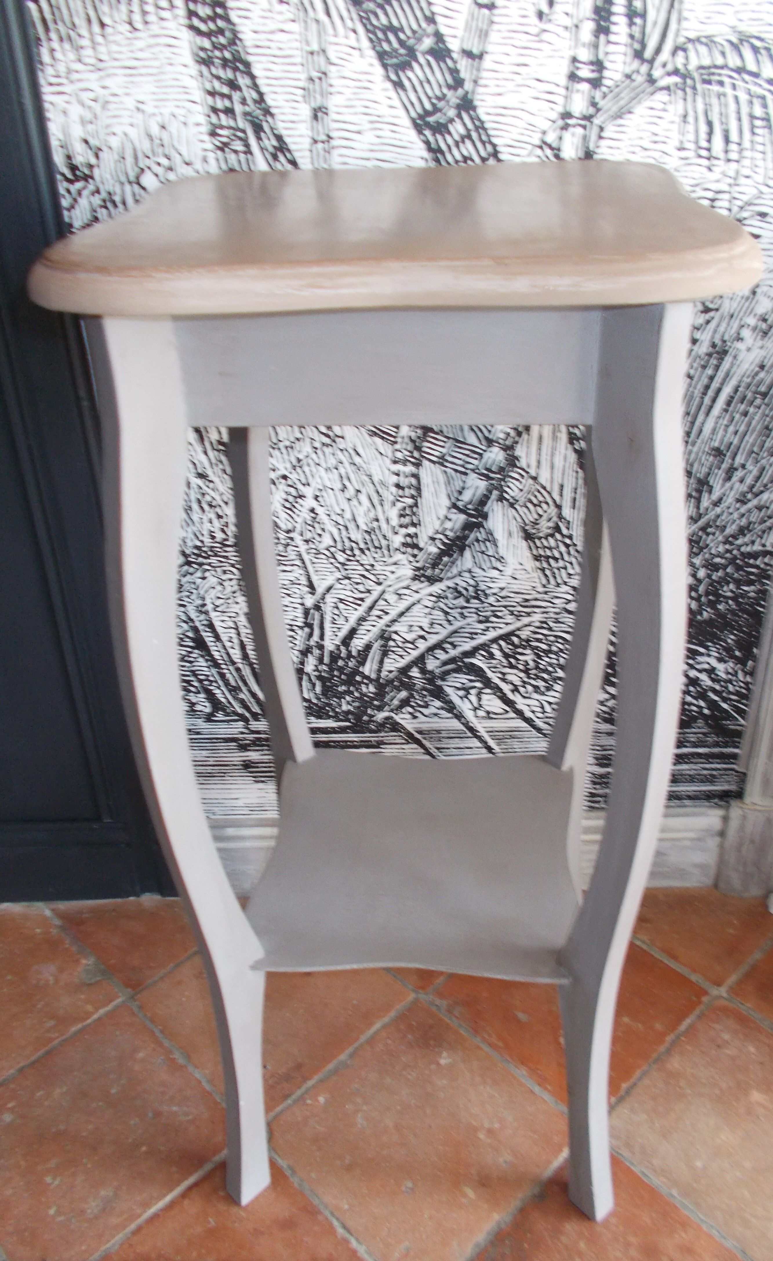 Beige and grey patina side table