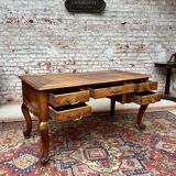 Flat desk in natural wood Louis XV style