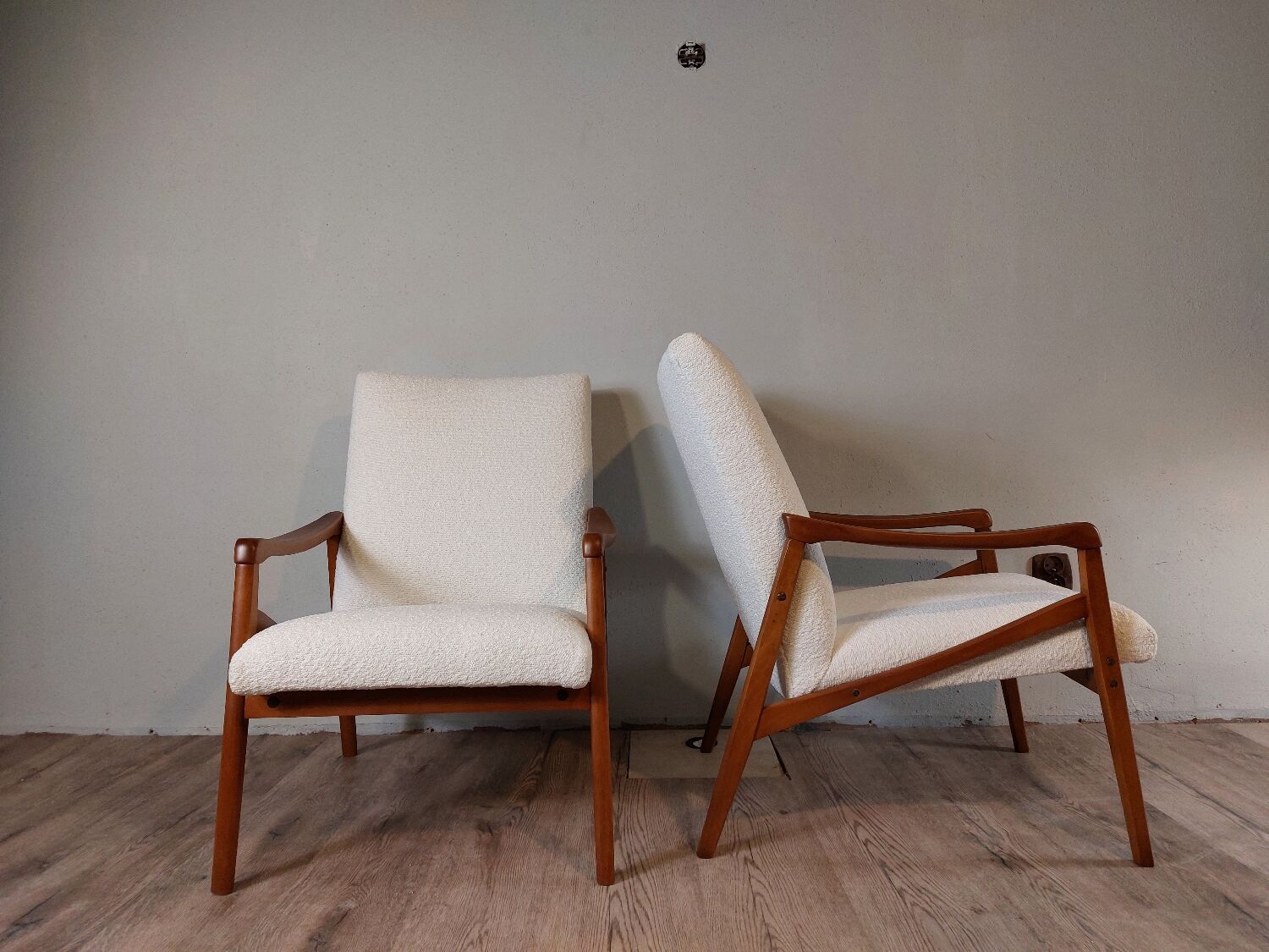 Pair of Jiroutek armchairs by Interier Praha, Vintage Czech 1960s