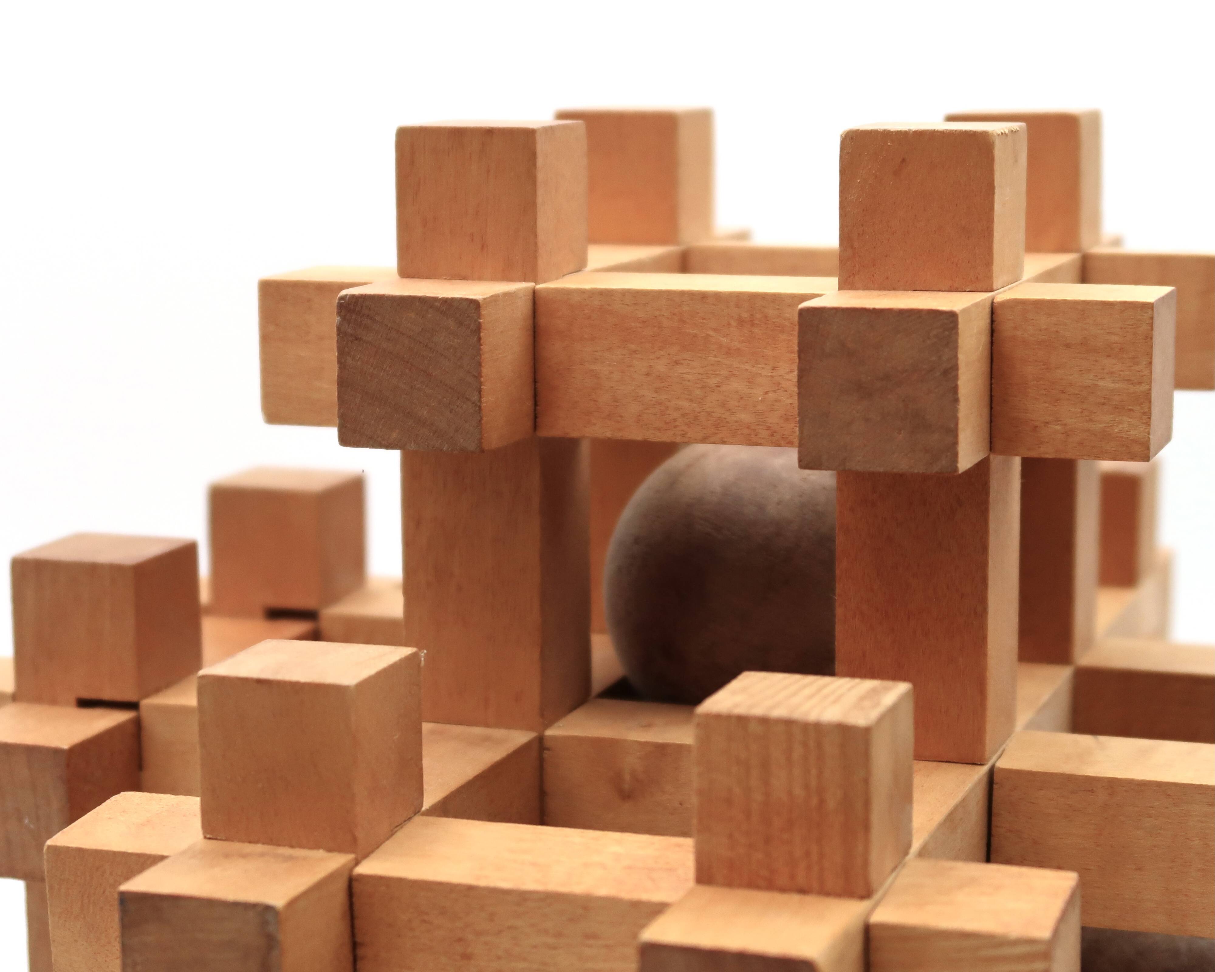 Japanese wooden puzzle sculpture by Sori Yanagi for Kumiki from the 1970s.