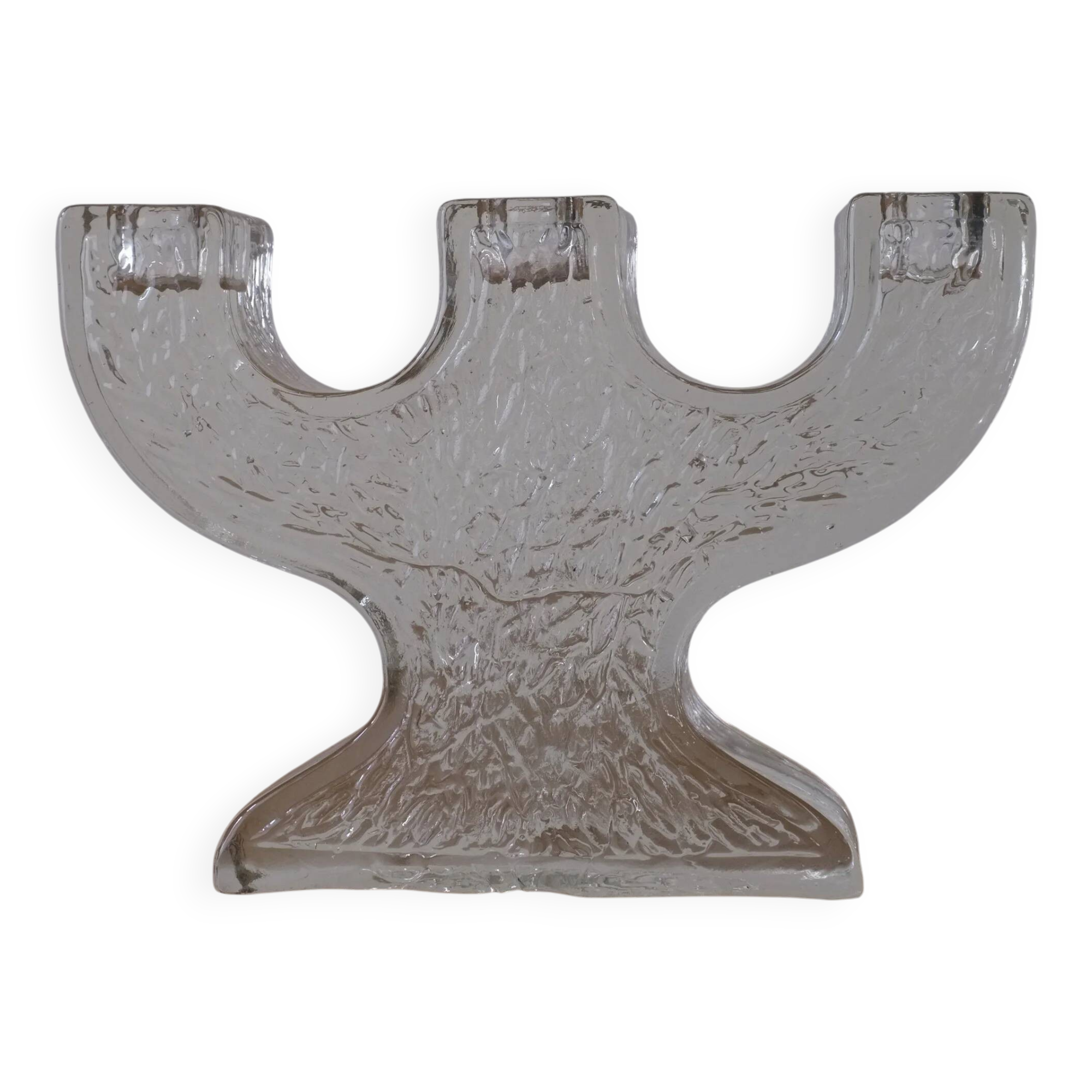 Pukeberg crystal glass candle holder "Tree" | Sweden | 1970s