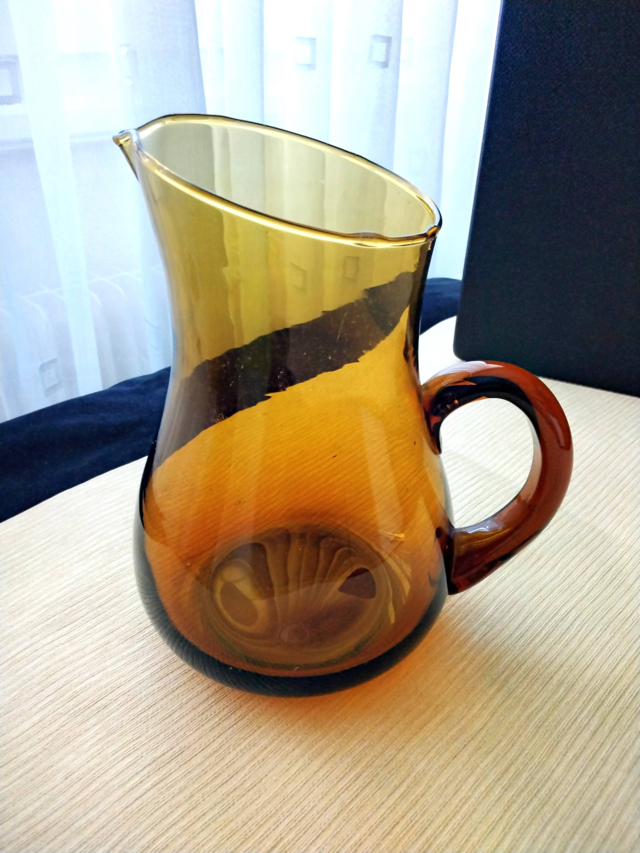 Jug, amber blown glass water carafe 1.5 l