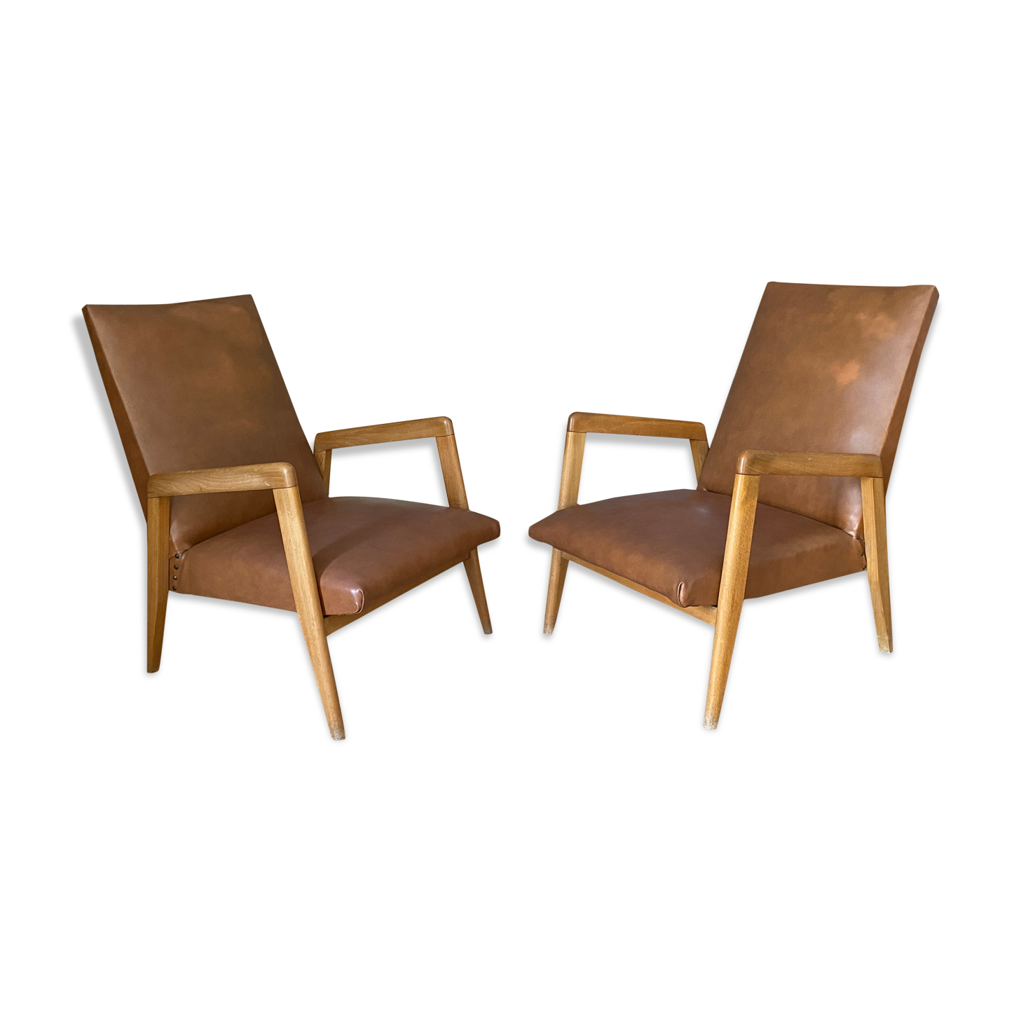 Paire de fauteuils scandinave pieds compas 1950/60