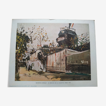 Gravure | Maurice Utrillo | Le Moulin de la Galette à Paris | Imprimé en 1966