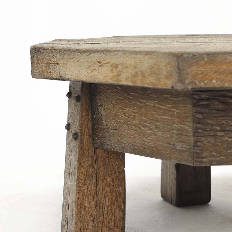 Large Weathered Wabi Sabi Brutalist Vintage Oak Coffee Table