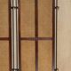 Vintage 3-panel wrought iron screen, bergère and hardwood.