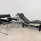 Vintage LC4 Chaise Longue by Le Corbusier in black leather