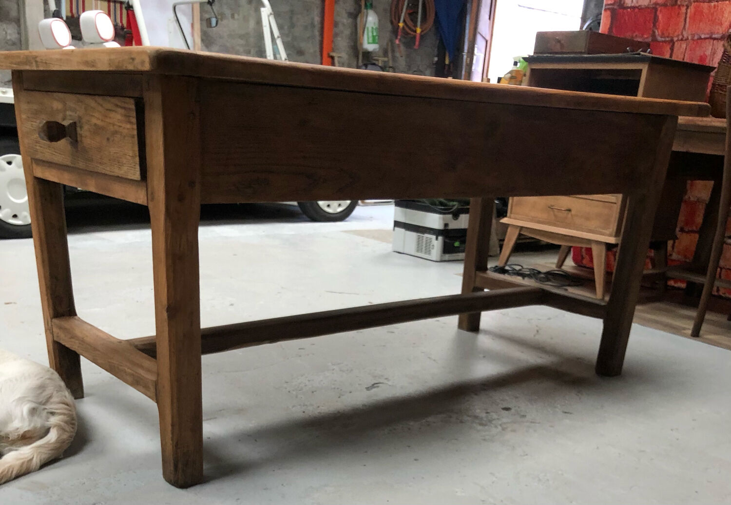 Large oak bakery table