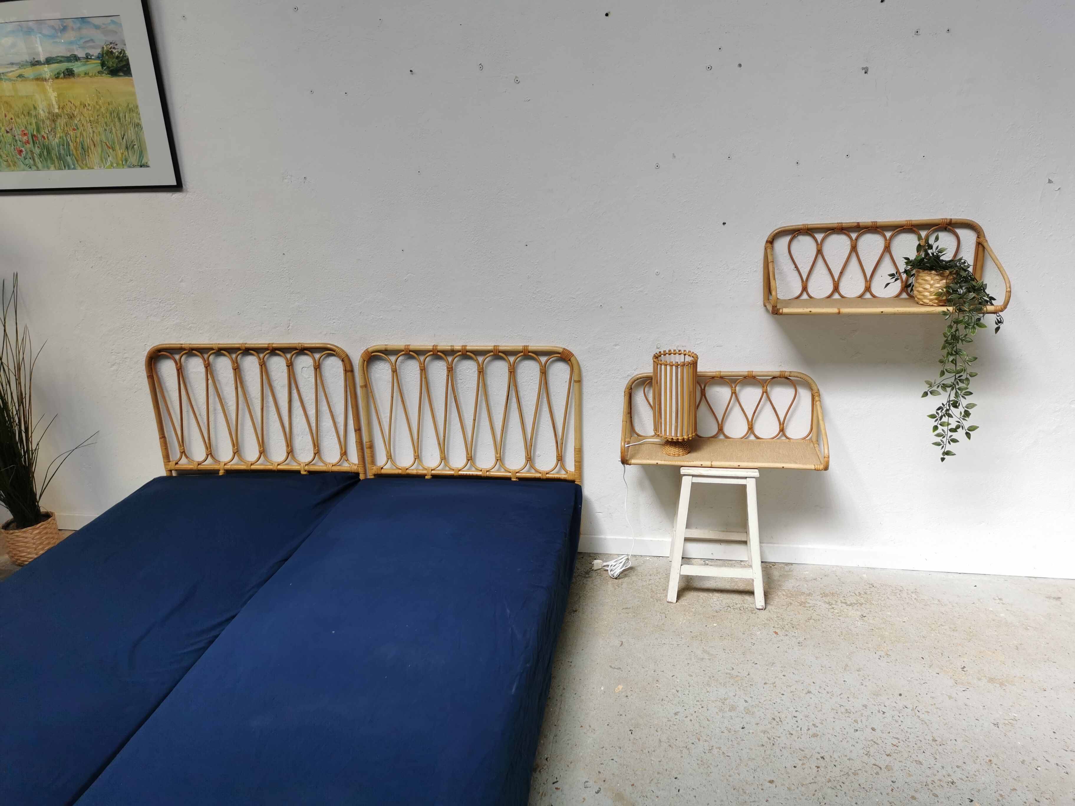 Pair of vintage rattan headboards