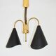 Mid-Century Modern pendant light, brass and metal, 1970s.
