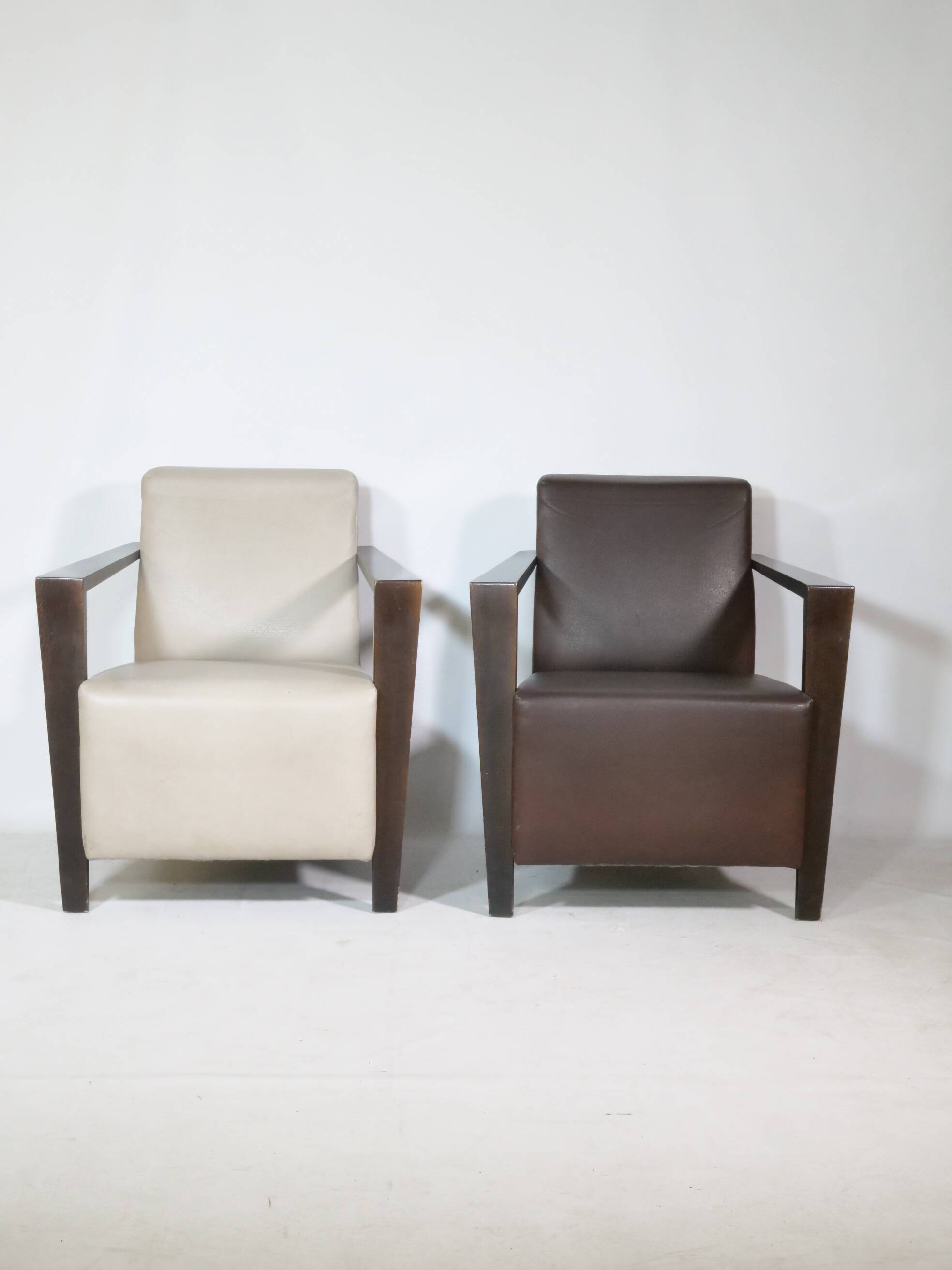 Franz Fertig Dresden leather armchair design, set of 5, 1960s