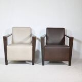 Franz Fertig Dresden leather armchair design, set of 5, 1960s
