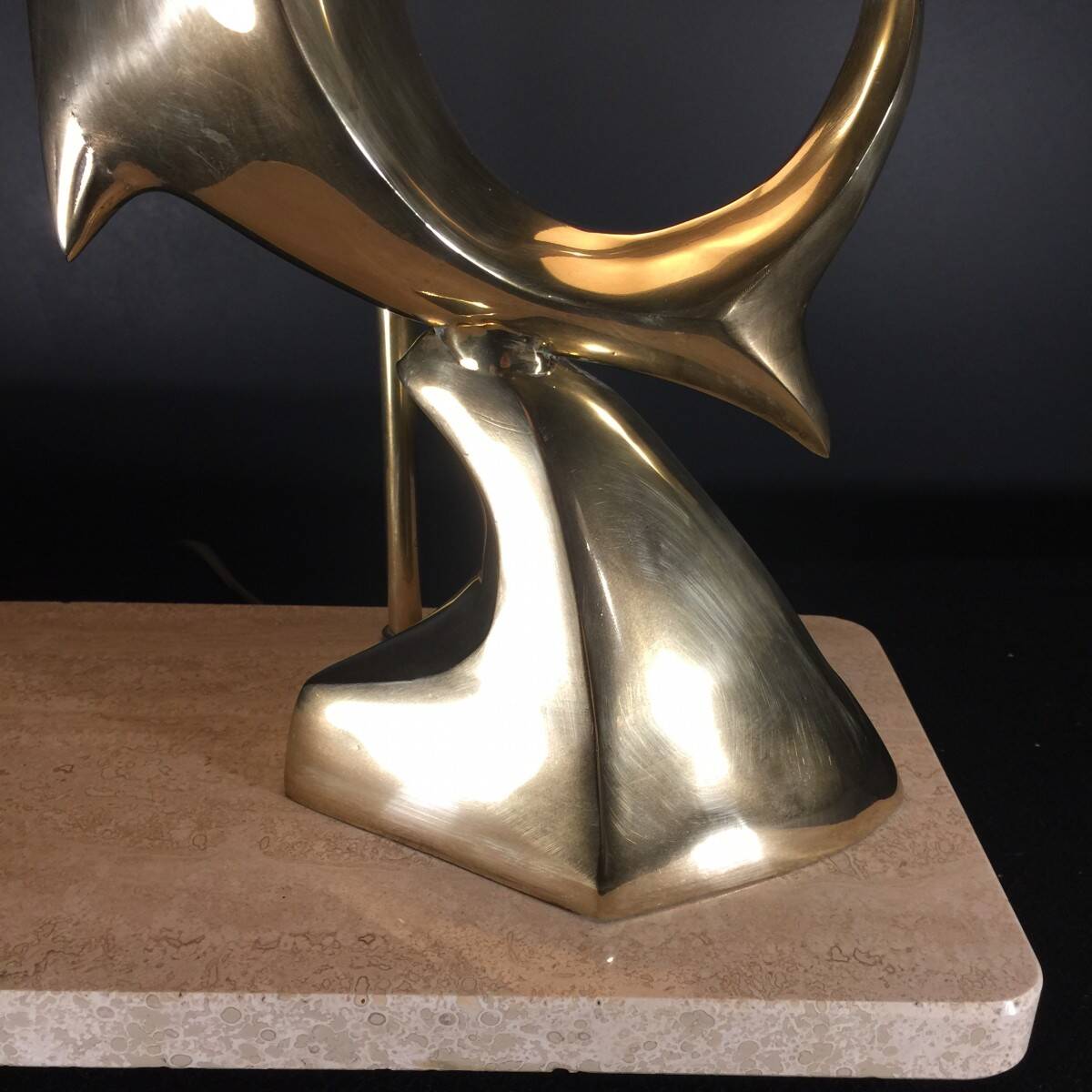 Hollywood Regency modernist stylized fish table lamp / sculpture, bro