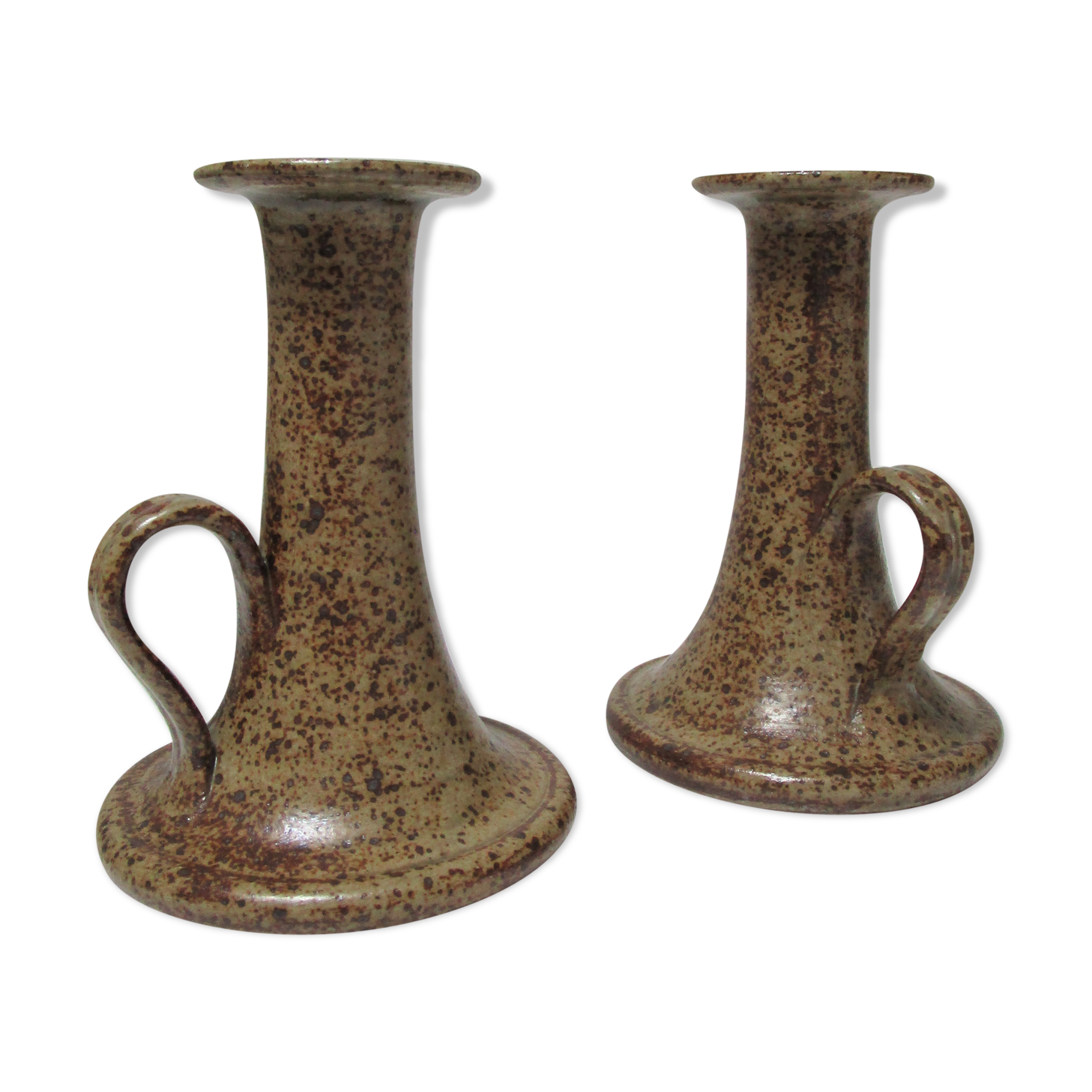 Pair of vintage sandstone candlesticks