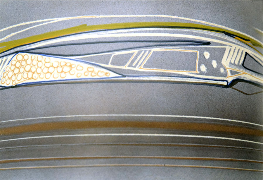 Terracotta vase with futurist decoration, 1960s