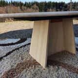 Oval travertine coffee table