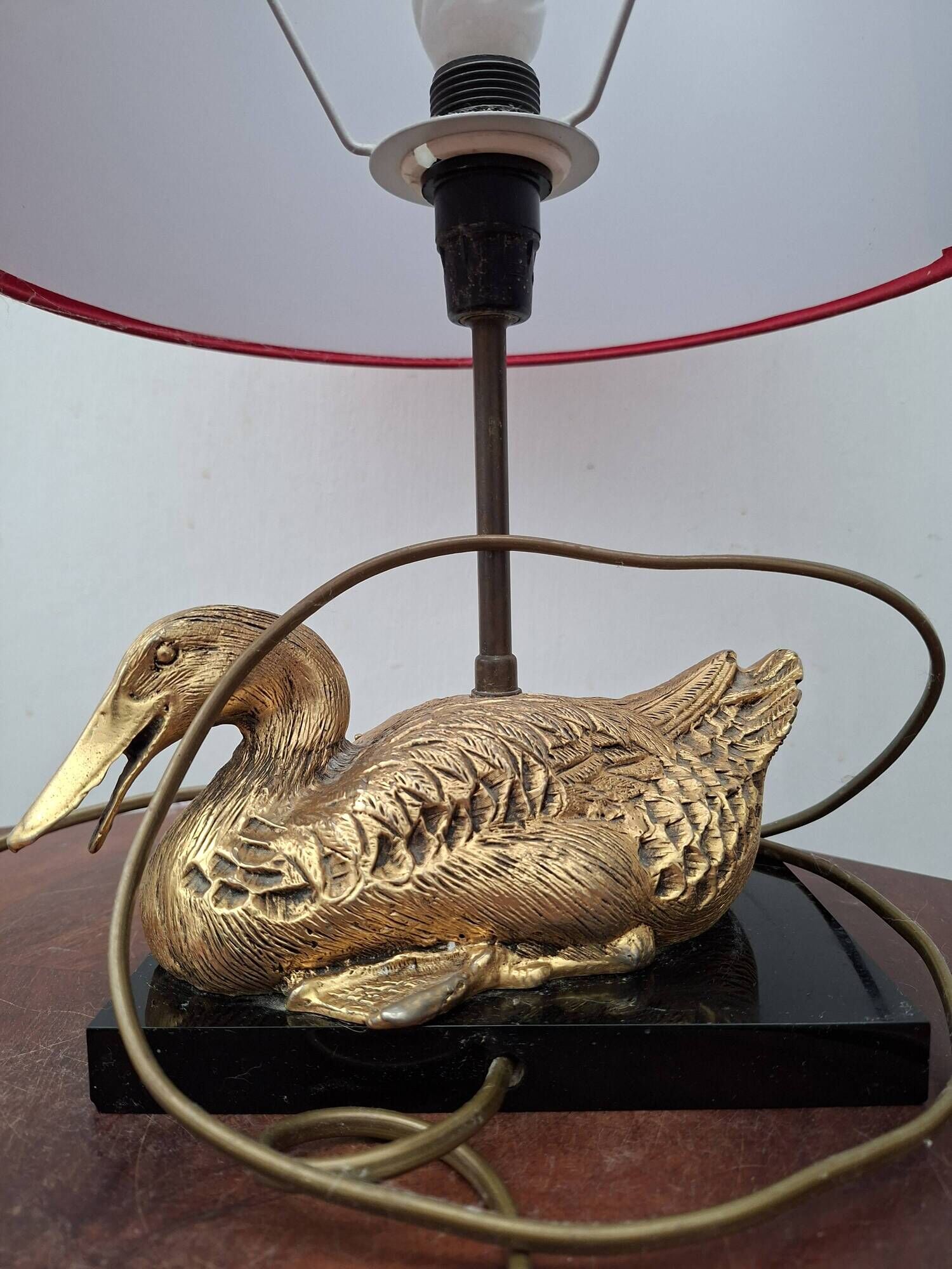 Hollywood Regency duck lamp in bronze