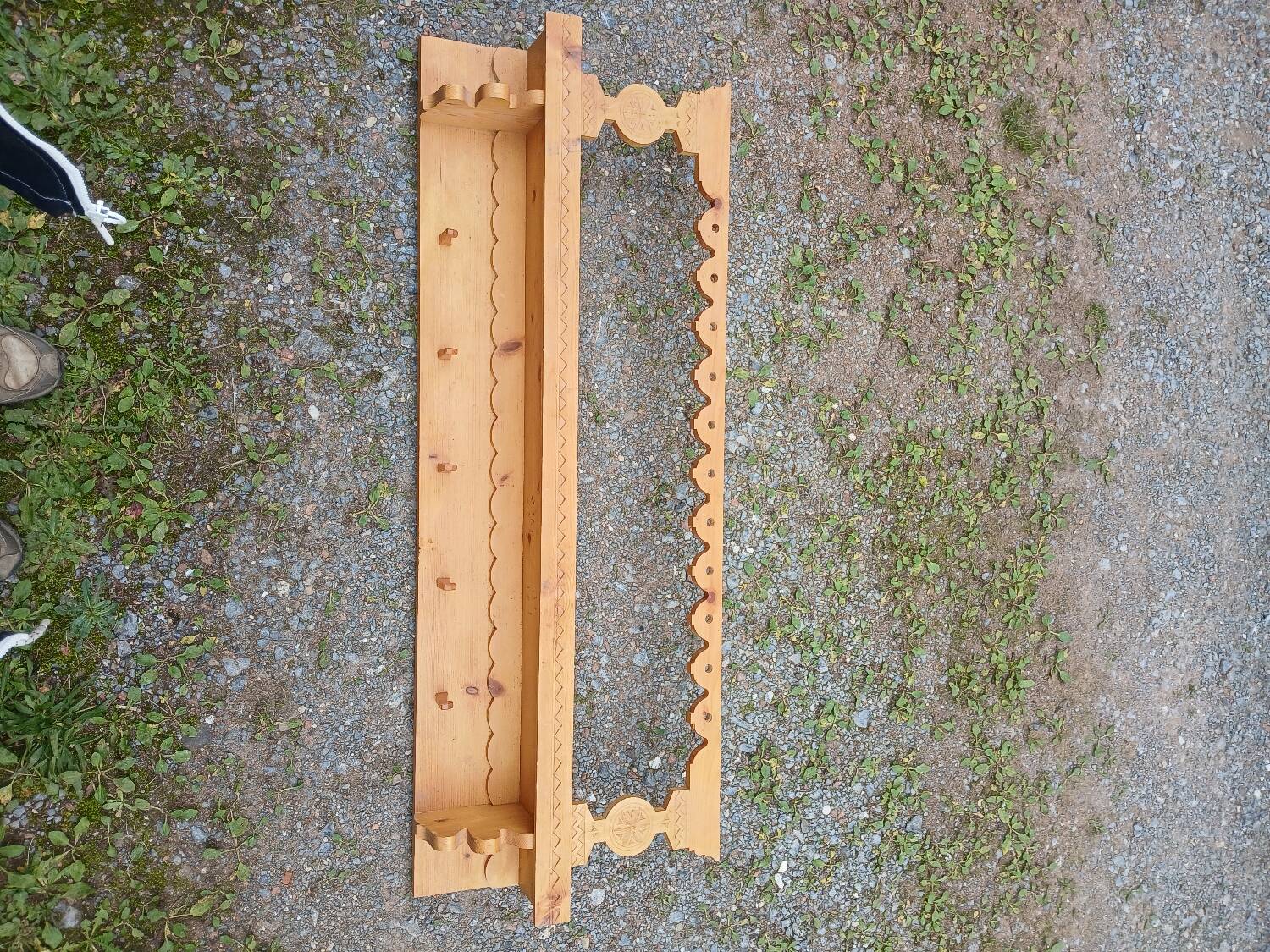 Antique carved wooden wall shelf