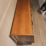 Vintage 1950 oak chest of drawers with pyramidal drawers