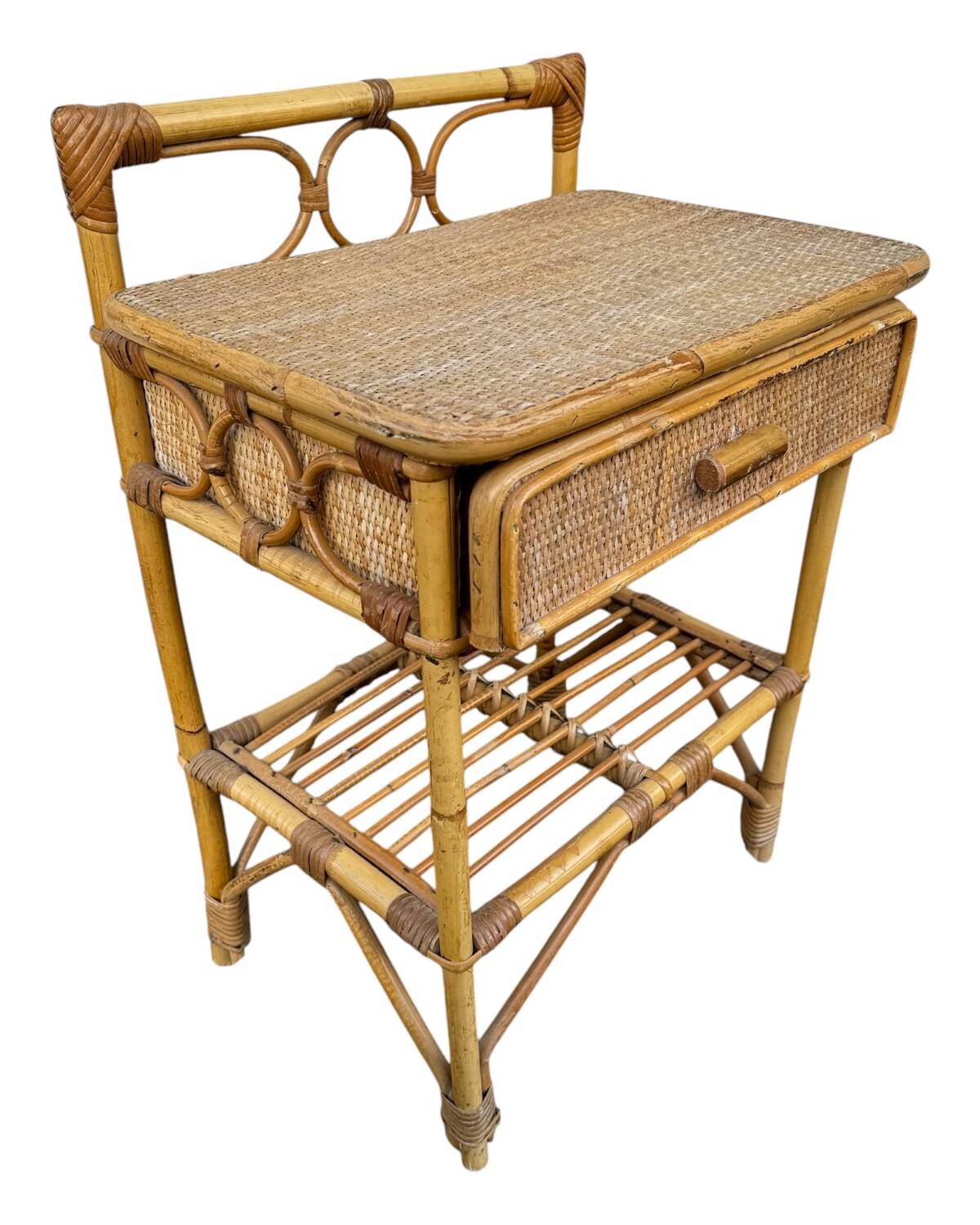 Paire de table de nuit en rotin Italie 70’s
