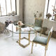 Italy octagonal table 70s glass and brass