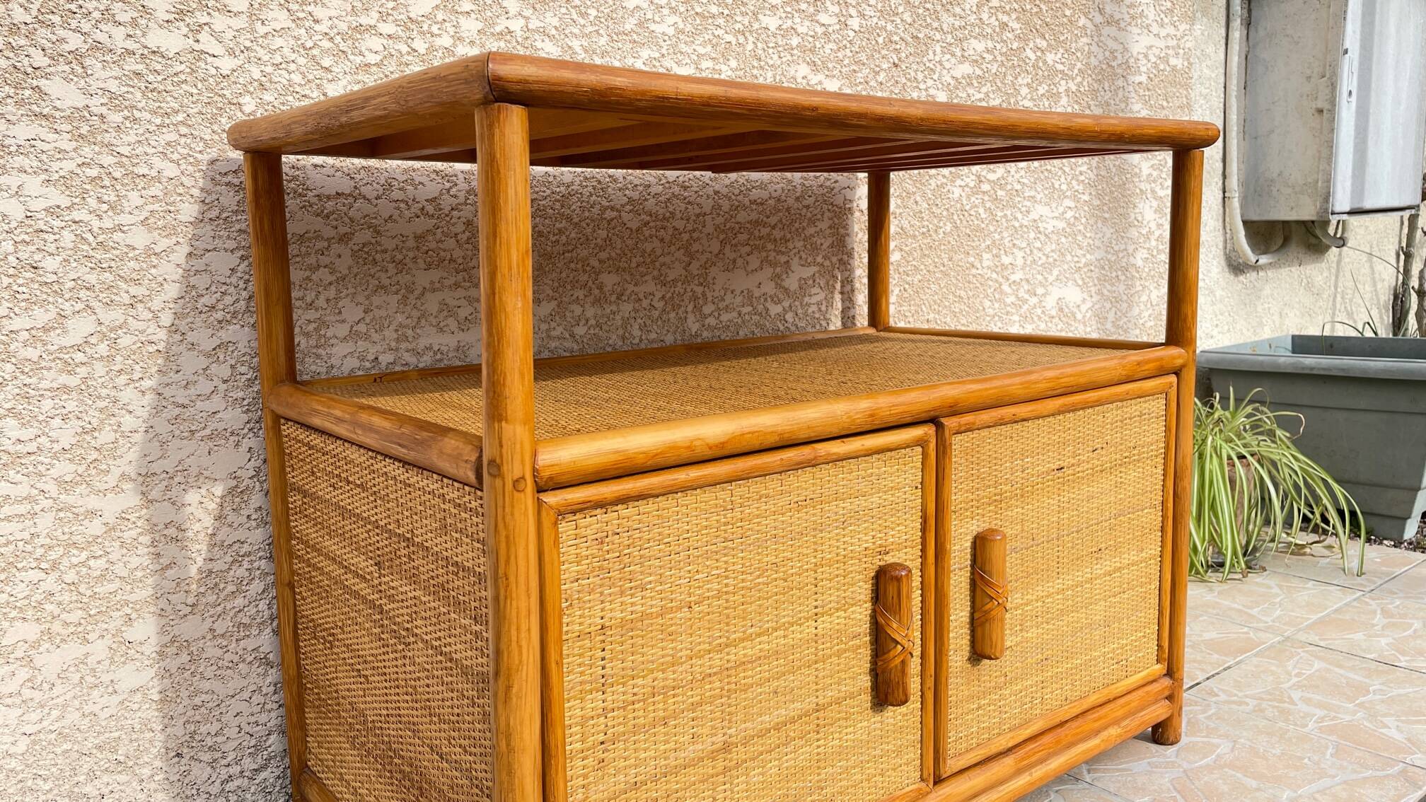 Vintage 80s Bamboo Sideboard