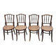 4 vintage Fischel bistro chairs in curved wood and cane