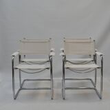 Set of 4 Chrome Sled-Base Chairs, Reupholstered in Italian Chioccarello Lin