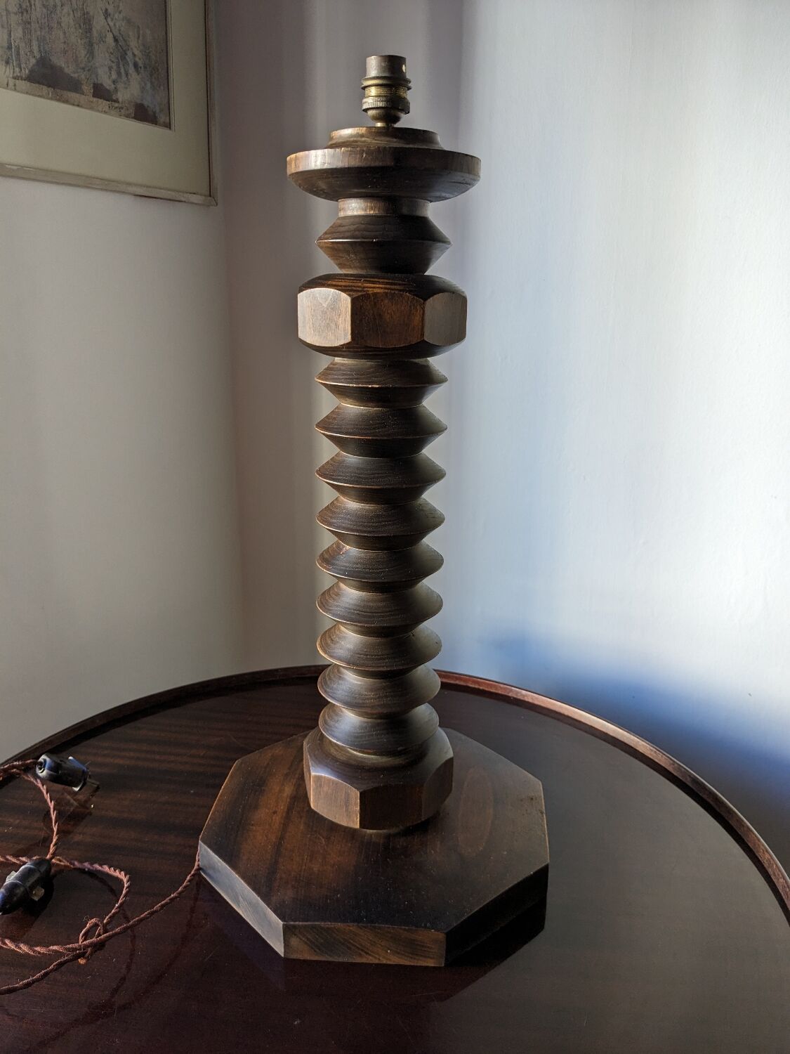 Large brutalist art deco Dudouyt style lamp