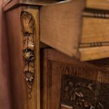Art Deco solid wood sideboard with mirror and marble top