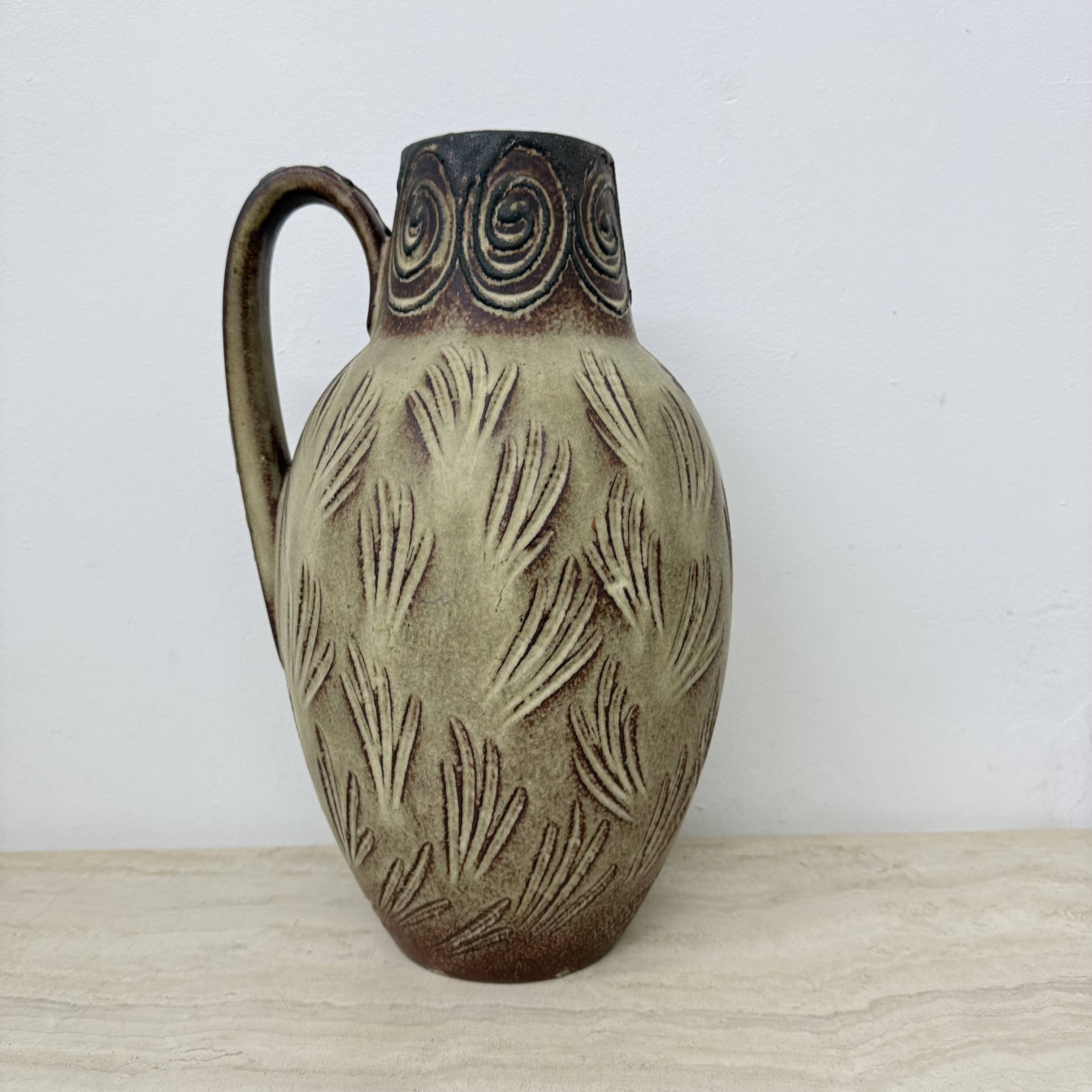 Vintage Scheurich west Germany vase with horse decor , 1970s