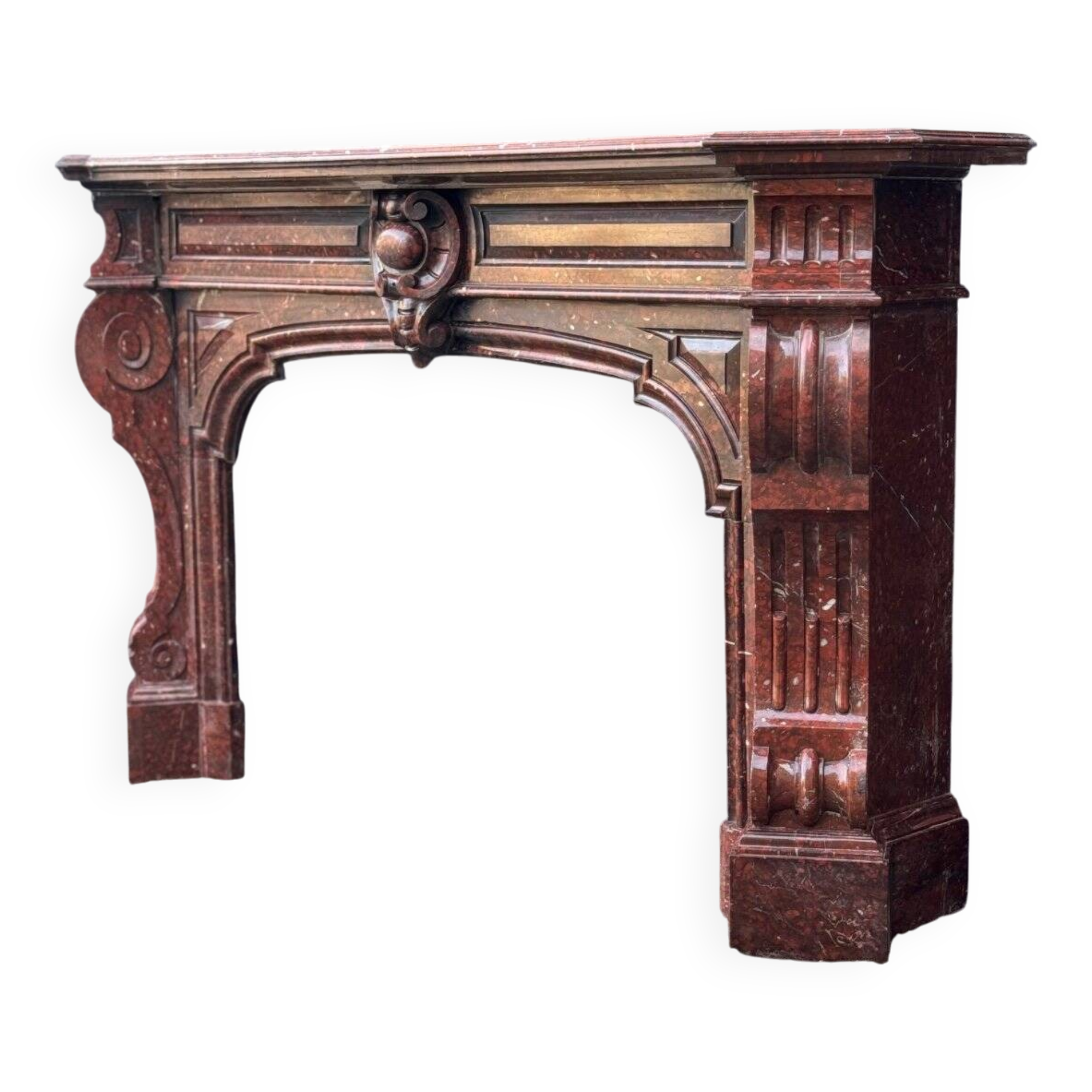 Napoleon III Fireplace in Red Griotte Marble Circa 1880