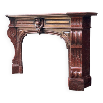 Napoleon III Fireplace in Red Griotte Marble Circa 1880