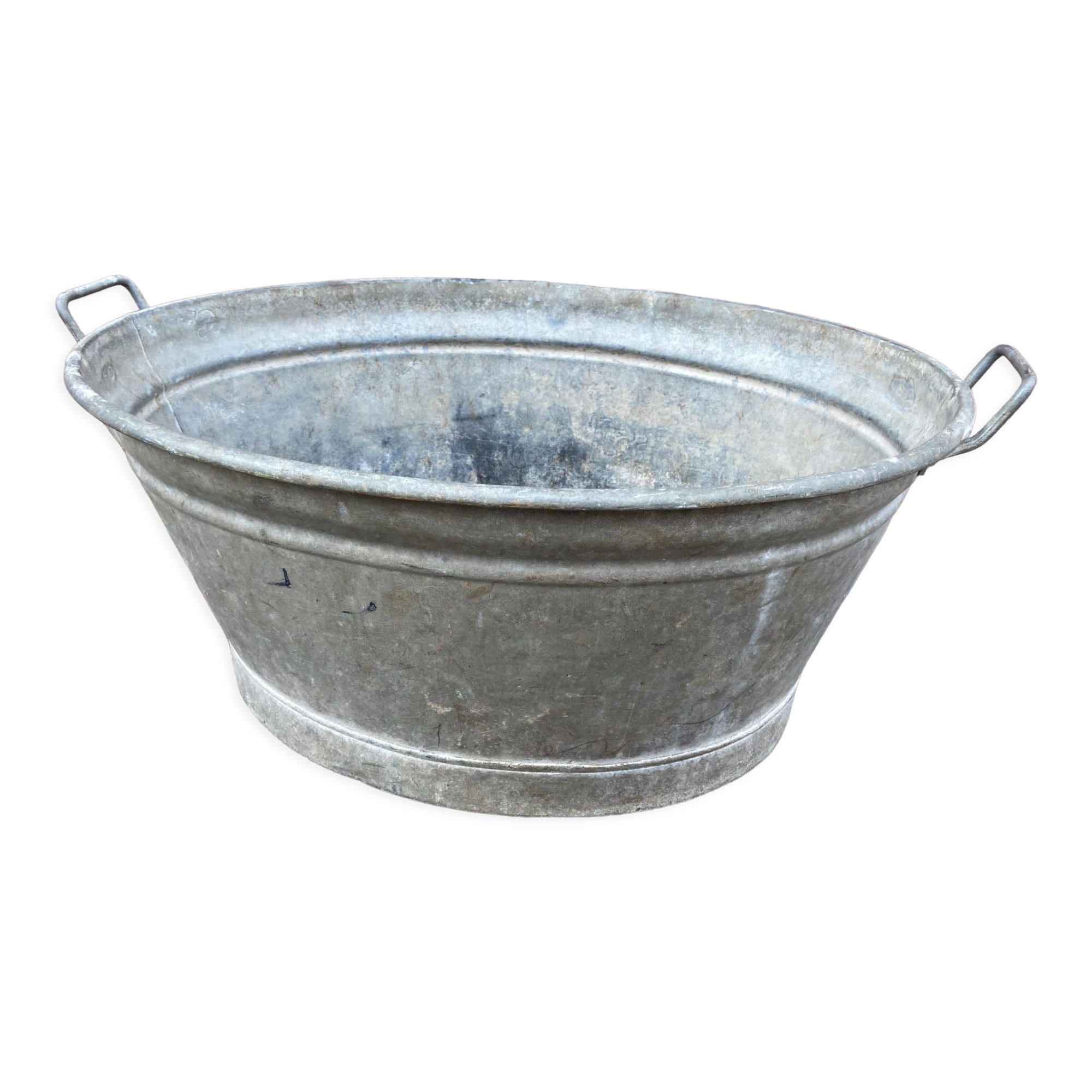 Very large vintage zinc basin 70 liters