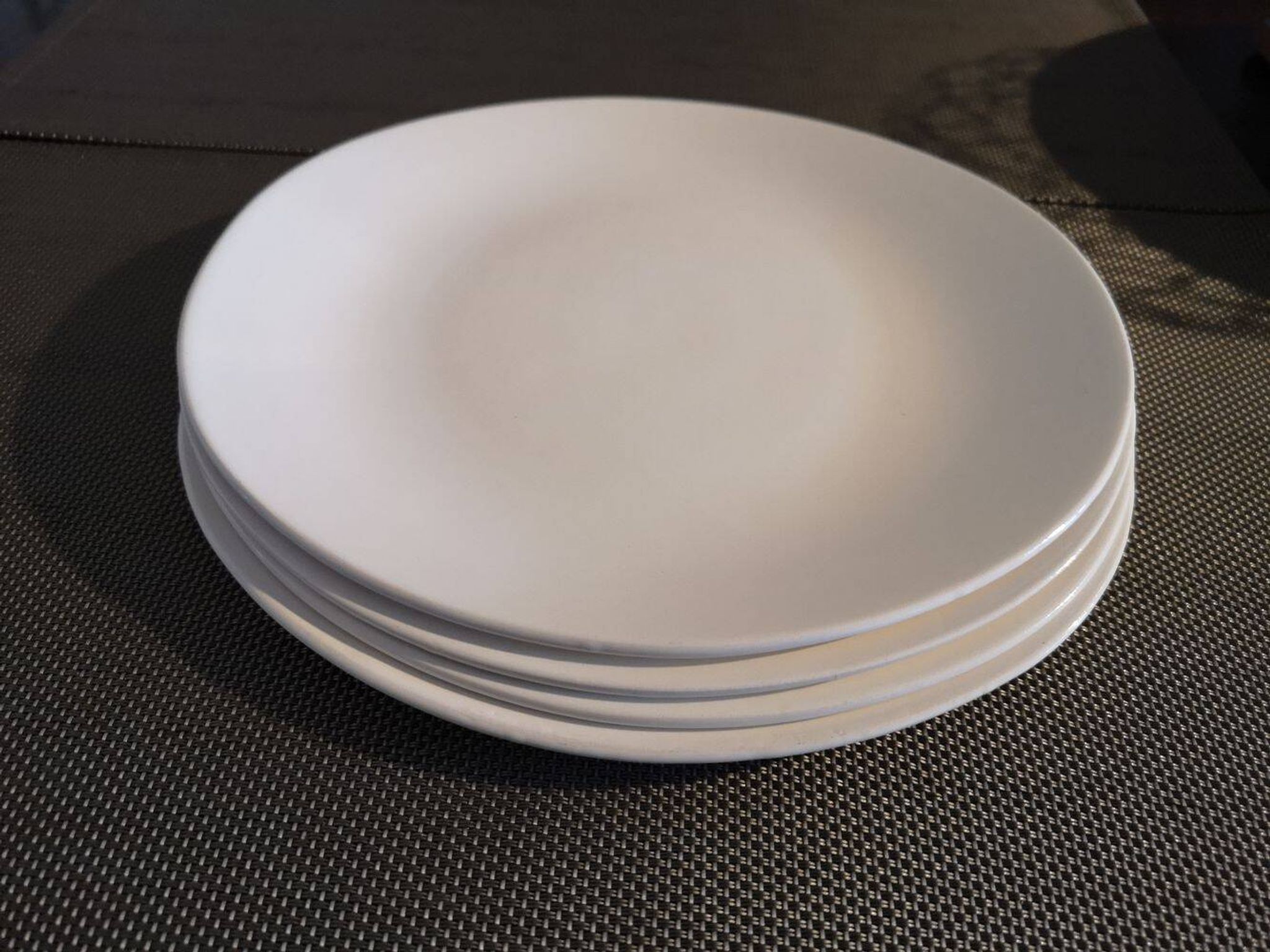 Set of 4 oval enameled ceramic plates - Handcrafted