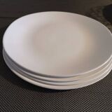 Set of 4 oval enameled ceramic plates - Handcrafted