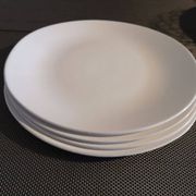 Set of 4 oval enameled ceramic plates - Handcrafted