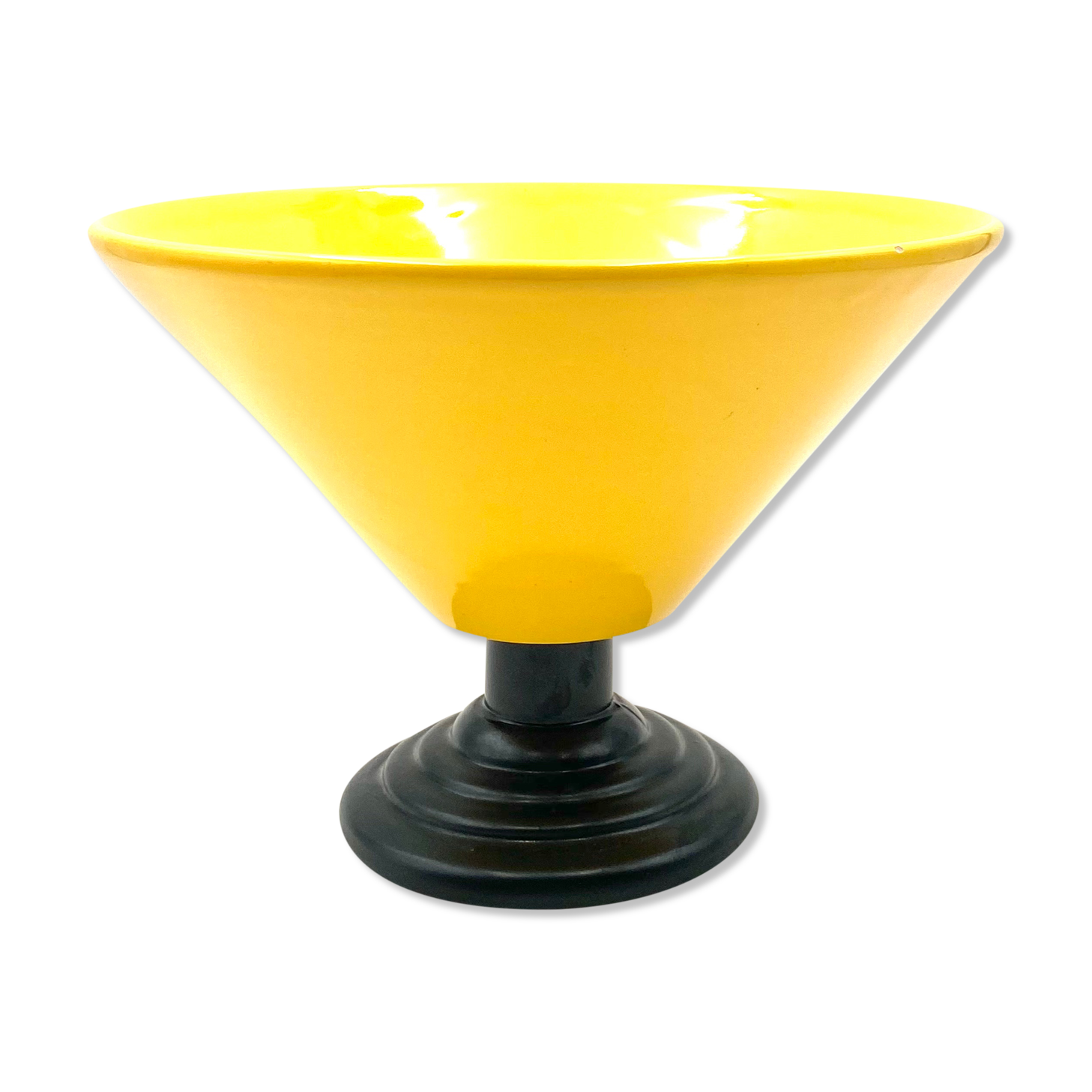Yellow Conic Vase, postmodern, Italy 1980s