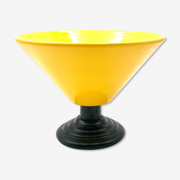 Yellow Conic Vase, postmodern, Italy 1980s