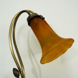 Two-branched lamp with orange tulips, art deco style