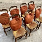 Set of 7 Provencal straw chairs