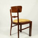 Chaise Art Déco des années 1940, chaise de cabinet Jacquard couleur or jaune tissu tapisserie d'ameublement géométrique Resto