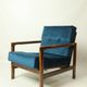 Fauteuil scandinave bleu marine velvet 1965  Z. Baczyk design chaise de salon