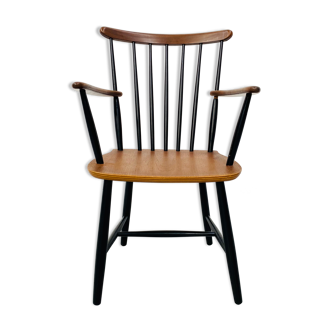 Danish spindle teak armchair, 1950s