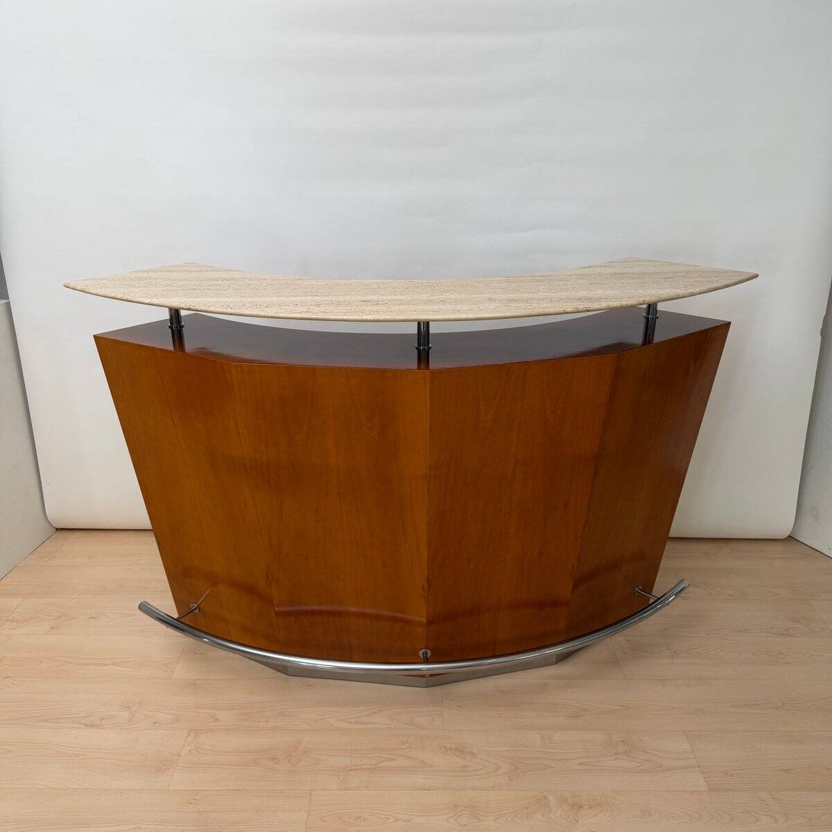 Mid-century bar in teak wood, metal and travertine, Italy, 1970