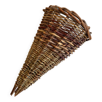 Wicker cone basket